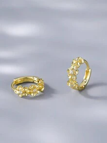 1 对独特桃花耳环 2023 年新款时尚耳夹高端别致耳环女士适合作为派对礼物 - 金黃色 - 查看 4