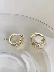 1 对独特桃花耳环 2023 年新款时尚耳夹高端别致耳环女士适合作为派对礼物 - 金黃色 - 查看 7