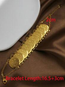 1 Pieza De Pulsera Y Brazalete De Monedas De Color Dorado Para Hombres Y Mujeres, Pulsera De Monedas Para Dinero Joyería Árabe Islámica Regalos Africanos - Amarillo Oro - Ver 5