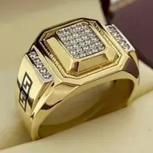 1pc Diamond Inlaid Ring For Men And Women - Gold - View 2