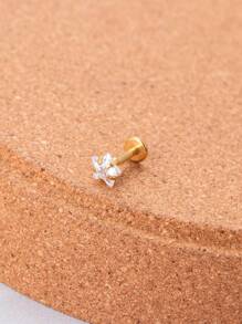 1入內螺紋不鏽鋼搭配星形水晶耳環,幾何形狀cz耳骨穿孔地包天耳環耳針,女式 - 金黃色 - 查看 6