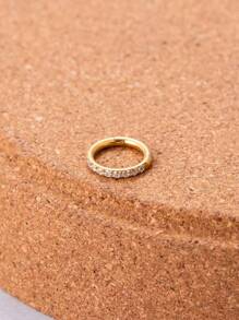 1入內螺紋不鏽鋼搭配星形水晶耳環,幾何形狀cz耳骨穿孔地包天耳環耳針,女式 - 金黃色 - 查看 4