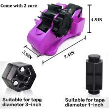 CUTTRSZE 1pc Semi-Automatic Tape Cutting Machine, Multi-Color Selectable Tape Distributor, Simultaneous Cutting Of Multiple Rolls, Suitable For Double-Reel Cores With Inner Diameters Of 2.54 Cm And 7.62 Cm, Cutting Length 1.38 Inches (About 3.5 Cm) - Purple - View 3