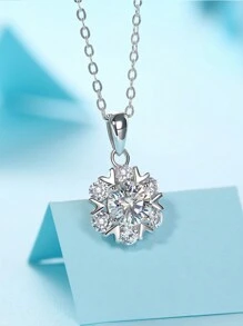 1入組2克拉莫桑石項鍊925純銀吊墜女裝,珠寶裝飾母親節,情人節,訂婚,婚禮,紀念日,生日和其他重要時刻