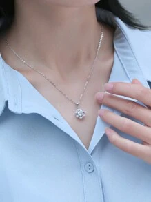 1入組2克拉莫桑石項鍊925純銀吊墜女裝,珠寶裝飾母親節,情人節,訂婚,婚禮,紀念日,生日和其他重要時刻