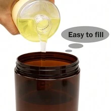 1pc 600ml/20oz Refillable Pump Dispenser Bottle, Plastic Container With Wide Mouth, Ideal For Shampoo, Conditioner And Body Wash In Bathroom - Coffee Brown - View 2