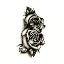 防水暫時性玫瑰花身體藝術刺青貼紙 - 綠色 - 查看 3