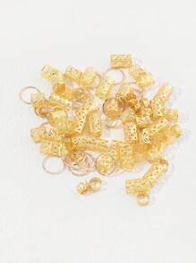 80 piezas dorado color pelo trenza anillos para con trenzas - Dorado - Ver 2