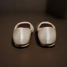 2023 Mùa Xuân Và Mùa thu Phong cách mới Kim loại Sau đó Chóp giầy hình vuông Khối màu Pump Giày dép Của phụ nữ Giày cưới Linh hoạt Tiếng Pháp Giày phẳng - Màu be - Xem 4