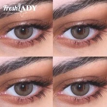 FRESH LADY Freshlady Back-To-School Natural Cinnamon Color Disposable Colored Contact Lenses, Suitable For Halloween, Cosplay, Makeup - Grey - View 3