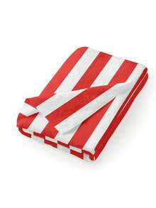 1pc Striped Bath Towel, Pool Towel, Beach Towel, 27x59 Inches, Soft, Absorbent, Sand-Free, Suitable For Hotel, Resort, Swimming, Multi-Purpose Use - Red - View 7