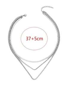 1 Miếng Đơn giản & Thanh lịch Ba lớp Vòng cổ bằng thép không gỉ , Linh hoạt Phụ kiện Đối với phụ nữ - Bạc - Xem 4