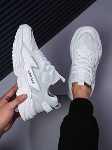 Giày thể thao nam Khối Màu Lá thư - trắng - Xem 3