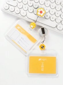 2Pcs Yellow Little Flower Badge Holder And Transparent Card Holder With ID Card Bus Card For Students For Nurse For Doctor For Office Lightweight Portable Credit Card ID Card White-Collar Workers For Female For Women Holiday For Anniversary For Birthday Gift Gift Accessories Gift Gifts For Teachers Clear Purse Photo Card Holder School Stuff - Yellow - View 6