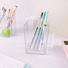1入組透明亞克力diy方形簡易筆筒,辦公室文具桌面整理器 - 無色 - 查看 9