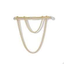 1個男士恤衫金色領夾,金屬條形長領針 - 金色 - 查看 2