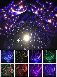 1pc Fantasy 7-Color Rotating Starry Sky Projection Light, USB & Battery Powered Dual-Use, Suitable As Christmas Night Light, Kid's Room Decor, Holiday Atmosphere Light, LED Romantic Starry Sky Moon Projector