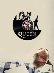 1 Pieza Reloj De Disco De Vinilo Para Decoración Del Hogar, Tema De Banda De Música Rock Queen, Reloj De Pared De Estilo Retro Minimalista - Negro - Ver 1