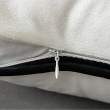 1入組白色簡約絲絨織物帶管口枕套,舒適麻樣織物,現代沙發家居裝飾,適用於假期家庭臥室和宿舍使用,用於裝飾靠墊和靠背 - 白色 - 查看 5