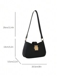 Túi vai màu trơn Tay cầm Top Đúng mốt - màu đen - Xem 7