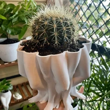 1入組多腳多肉盆栽,適於室內及室外使用,可愛藝術家居裝飾 - 白色 - 查看 3