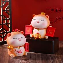 1pc Lucky Cat Piggy Bank - Yellow - View 6