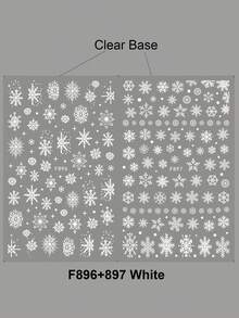 3d白色雪花美甲貼紙,自粘滑動貼花,聖誕新年冬季美甲設計裝飾 - 白色 - 查看 4