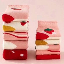 5 Paires De Chaussettes En Éponge Épaisses Et Chaudes Pour Enfants, De Couleur Aléatoire, Adaptées Aux Garçons Et Filles D'automne Et D'hiver