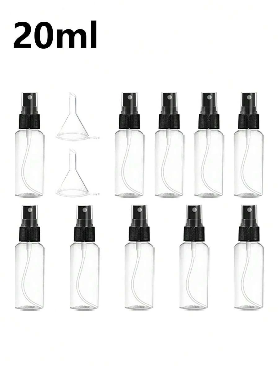 10pcs 20ml Reusable Transparent Plastic Perfume Spray Bottles, Portable Mini Plastic Spray Travel Containers - Clear - View 1