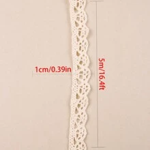 5m/roll 1cm White Hollow Out Lace Trim Ribbon For Diy Crafting, Clothing Accessory Decoration - Beige - View 2