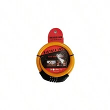 1pc Bicycle 4-digit Combination Lock, Steel Wire Chain Anti-theft Riding Equipment - Orange - View 1