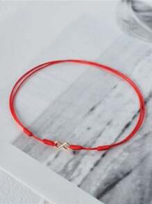 2pcs/Set Lucky 8-Shaped Red Braided Rope Couple Bracelet, Birthday Or Valentine's Day Gift For Husband, Wife, Boyfriend, Girlfriend