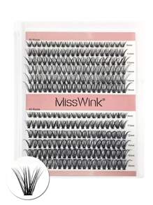 Miss Wink Soft & Natural 30D+40D Einzelne Wimpernverlängerungen 9-16mm gemischt 0,07mm C/D, 12 Reihen 240 Wimpern wasserfeste Nerz Wimpernbüschel, 3D voluminöser Effekt für DIY Wimpernapplikation, geeignet für natürliches bis dramatisches Make-up für den täglichen Gebrauch oder Veranstaltungen Wimpernbüschel, Wimpernbüschel, Einzelwimpern, Wimpern, Falsche Wimpern - Schwarz - Übersicht 2