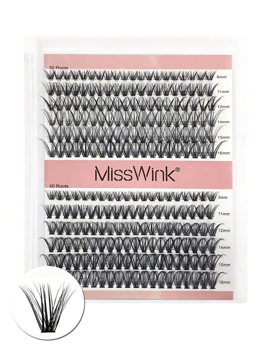 Miss Wink Soft & Natural 30D+40D Einzelne Wimpernverlängerungen 9-16mm gemischt 0,07mm C/D, 12 Reihen 240 Wimpern wasserfeste Nerz Wimpernbüschel, 3D voluminöser Effekt für DIY Wimpernapplikation, geeignet für natürliches bis dramatisches Make-up für den täglichen Gebrauch oder Veranstaltungen Wimpernbüschel, Wimpernbüschel, Einzelwimpern, Wimpern, Falsche Wimpern