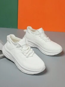 Nam Thoải mái Thoáng khí Bền chặt Thời trang giản dị Giày dép , Chóp giầy tròn Lace-up Cắt thấp  chạy Giày thể thao đi bộ đường dài - trắng - Xem 5