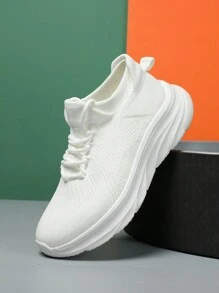 Nam Thoải mái Thoáng khí Bền chặt Thời trang giản dị Giày dép , Chóp giầy tròn Lace-up Cắt thấp  chạy Giày thể thao đi bộ đường dài - trắng - Xem 3