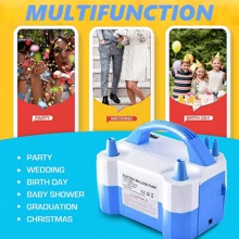 Bomba de Globo de Aire eléctrica, Inflador de Globos con Bomba de Aire de Doble Boquilla Portátil, Soplador de Globos, Inflar Profesional para Decoración, Fiesta - Azul - Ver 6