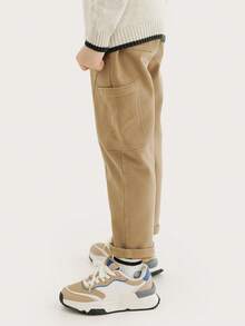 秋冬季 Tween 男童复古保暖内衬编织长裤