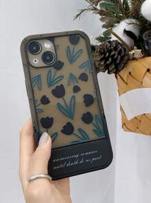 1 funda de teléfono con soporte plegable con patrón de tulipanes negros, compatible con iPhone - Multicolor - Ver 2
