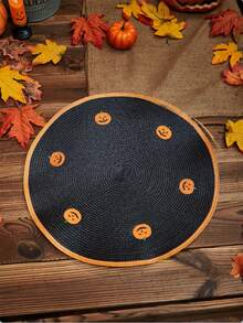 1pc Halloween Pattern Pet Placemat - Black - View 2