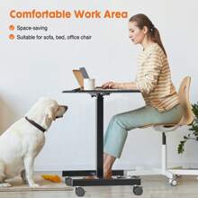 Sweetcrispy Small Mobile Rolling Standing Desk Rolling Desk Laptop Computer Cart for Home - màu đen - Xem 5