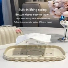 1 Miếng Sang trọng Hộp khăn giấy Giá đỡ Đối với Phòng khách Bắc Âu Sành điệu lột vỏ Mô hình Kem Vật trang trí - trắng - Xem 5