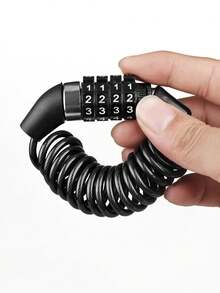 1pc Bicycle Mini Password Lock Portable Helmet Lock Durable Steel Wire Lock Mountain Bike Frame Lock Bicycle Accessories - Black - View 2