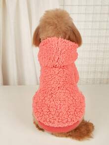1 chiếc áo hoodie lông cừu ấm áp cho mèo và chó, màu hồng, thích hợp cho mùa thu và mùa đông - Hồng - Xem 3