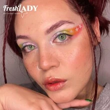 FRESH LADY Freshlady 淡彩隐形眼镜，适合在校学生，稀有虹膜绿色隐形眼镜，1年一次性，万圣节服装角色扮演