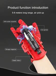 14pcs Spider Shaped Wrist Launcher Toy, Soft Bullets Shooter For Boys - Hot Pink - View 4