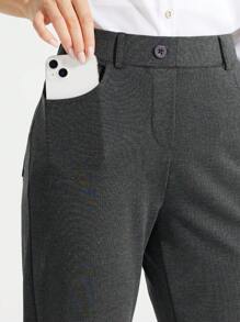 Nữ Bootcut Quần Váy 29 "Quần Làm Việc Thường Co Giãn Quần Cho Nữ Tập Yoga Quần Công Sở 4 Túi - Màu xám đen - Xem 4