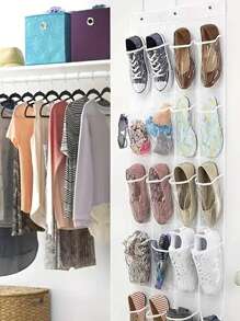 24 個口袋門掛鞋收納袋，鞋收納袋，59 英寸 X 18 英寸收納袋鞋收納鞋袋聖誕禮物透明鞋收納掛袋門後浴室貨幣化妝品防塵無紡布袋鞋收納鞋收納鞋盒鞋袋鞋收納盒