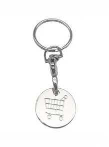1pc Shopping Supermarket Cart Token Keychain, Fun Metal Keyring For Wallet, Backpack, Car Key, Gift & Unlocking Casual - Silver - View 10