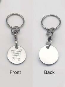 1pc Shopping Supermarket Cart Token Keychain, Fun Metal Keyring For Wallet, Backpack, Car Key, Gift & Unlocking Casual - Silver - View 9